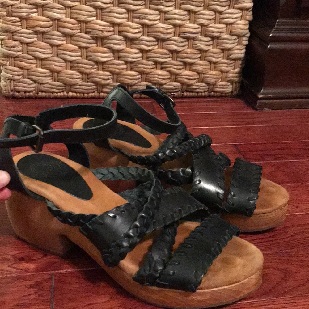 Urban outfitters wooden heel black clog